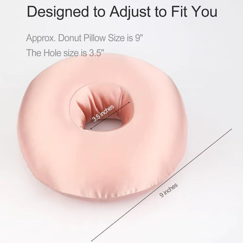 Silky Satin Ear Pillow with Hole for Ear Piercing Cooling Donut Pillow for Side Sleepers Ear Pain Relief Protector